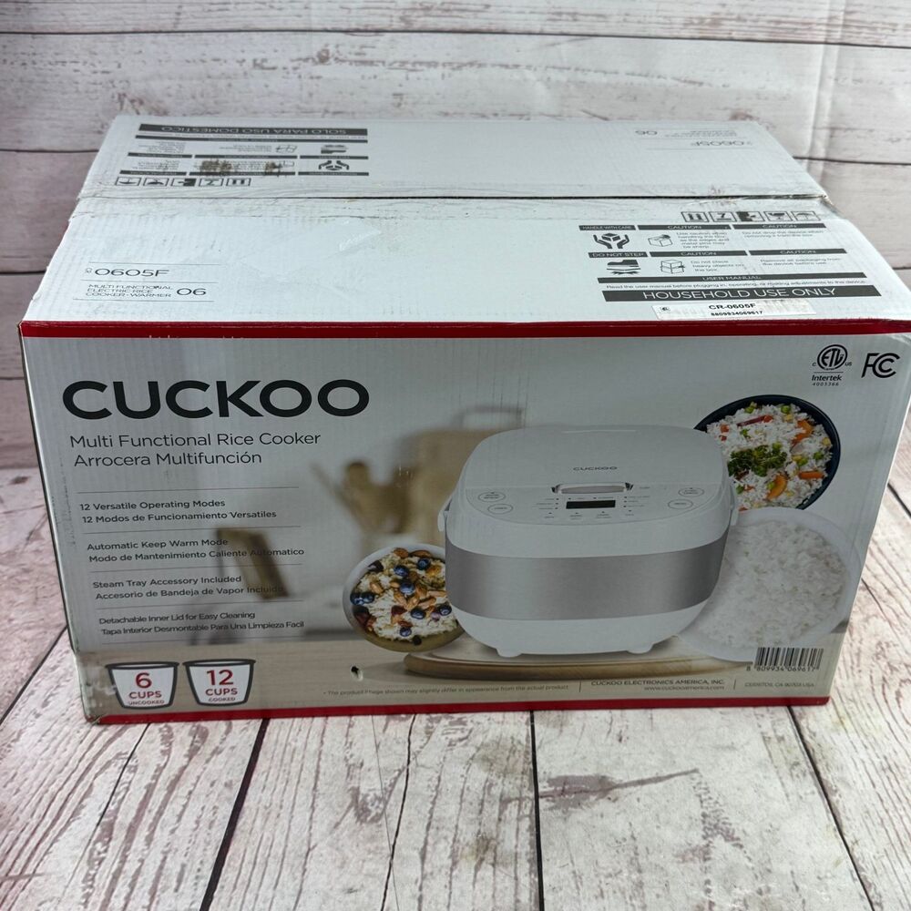 Cuckoo CR-0605F Rice Cooker 6 Cup White 12 Modes Keep Warm
